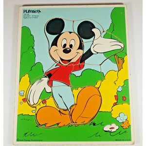 Playskool Mickey Mouse 9 Piece Vintage Wooden Board Tray Puzzle 190-05
